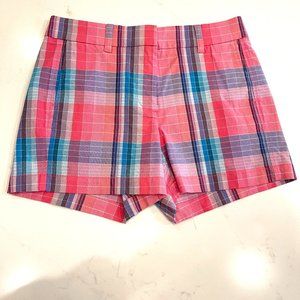 NWT J Crew : Mid Rise Chino Short in Yarn Dyed Ombre Plaid : Pink Blue Plaid : 2